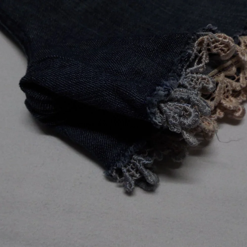 Institute Liberal lace bottom‎ raw hem denim shorts 14